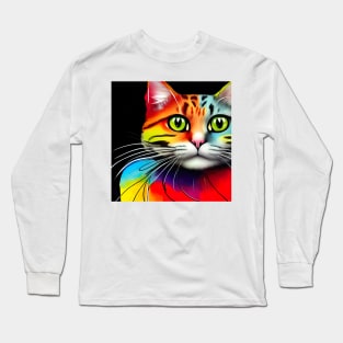 Colorful Cat Art Designs Long Sleeve T-Shirt